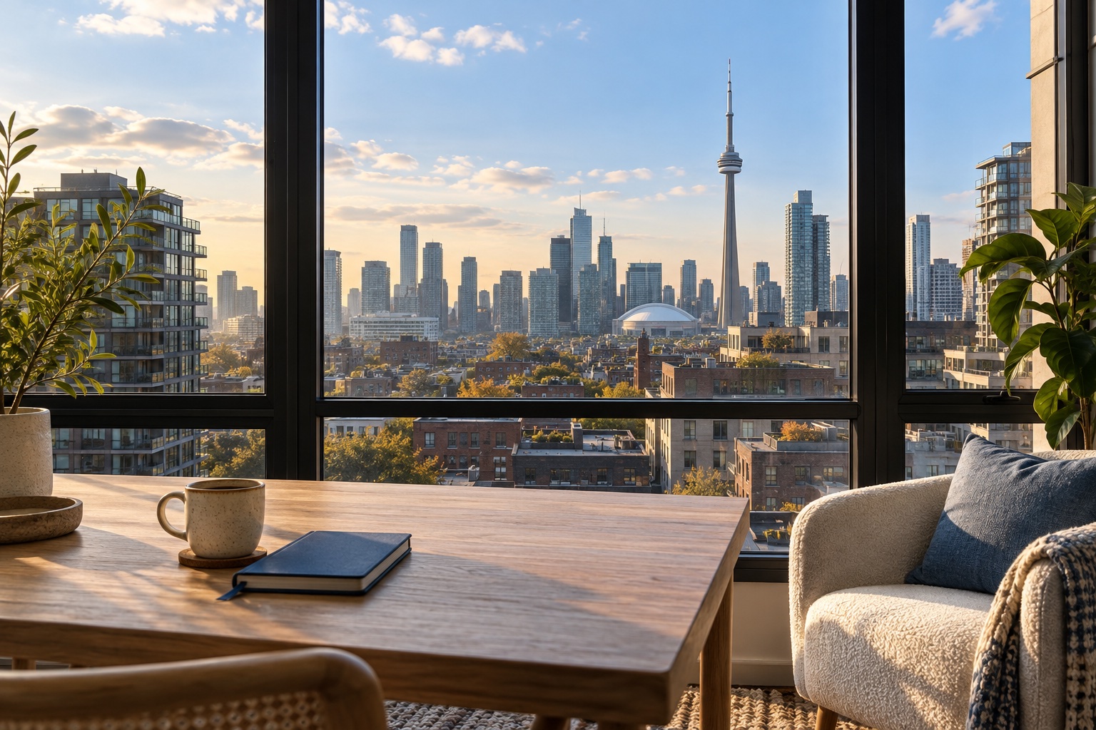 A warm interior overlooking Toronto